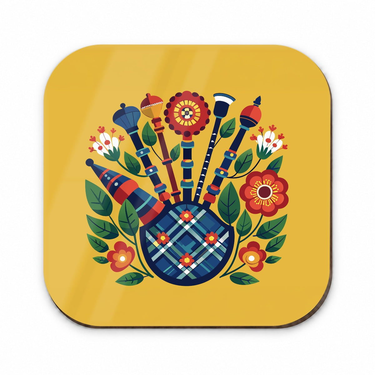Bagpipes Music Floral Motif Fridge Magnet