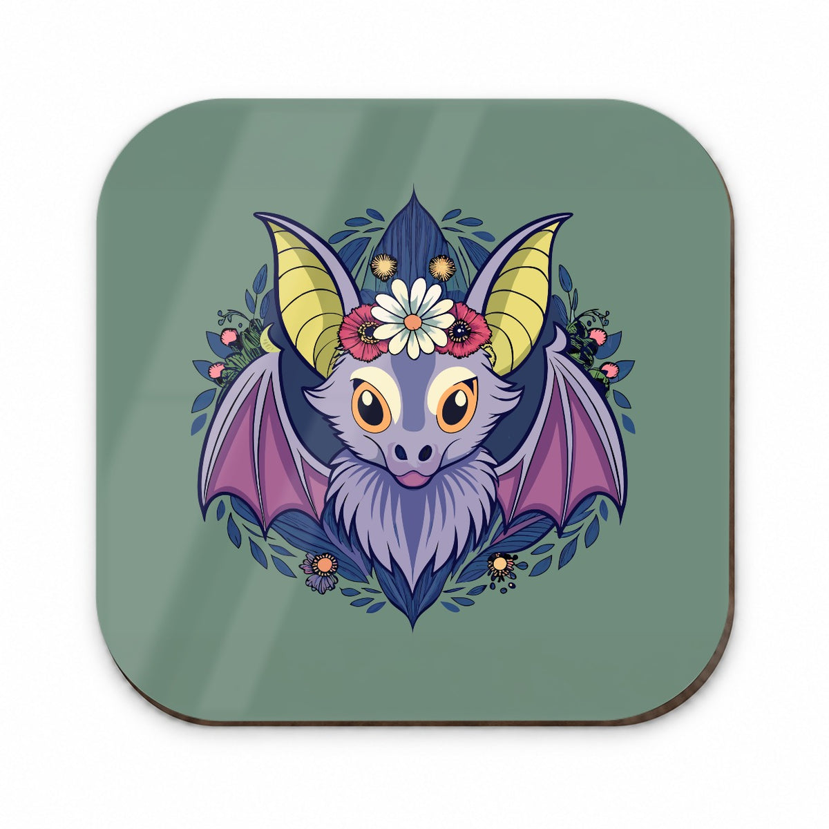 Bat Floral Flowers Halloween Fridge Magnet