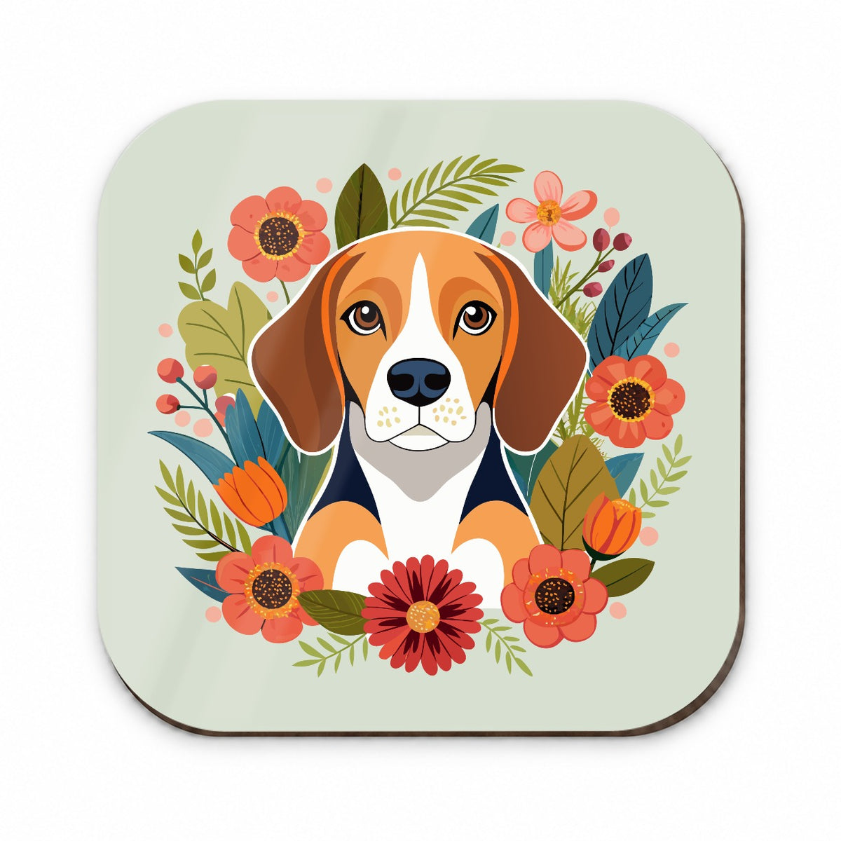 Beagle Dog Floral Flowers Fridge Magnet