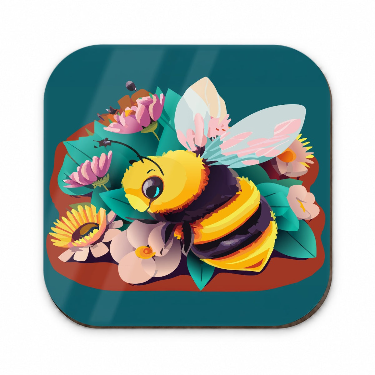 Bee and Flowers Floral Fridge Magnet
