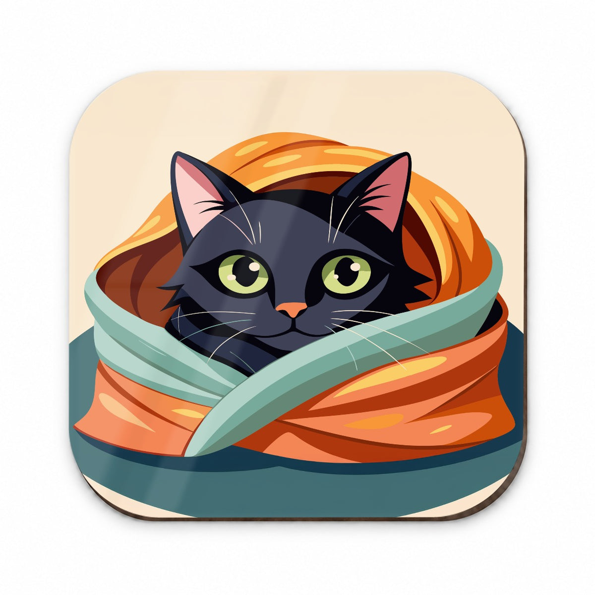Black Cat Snuggling in Blanket Fridge Magnet