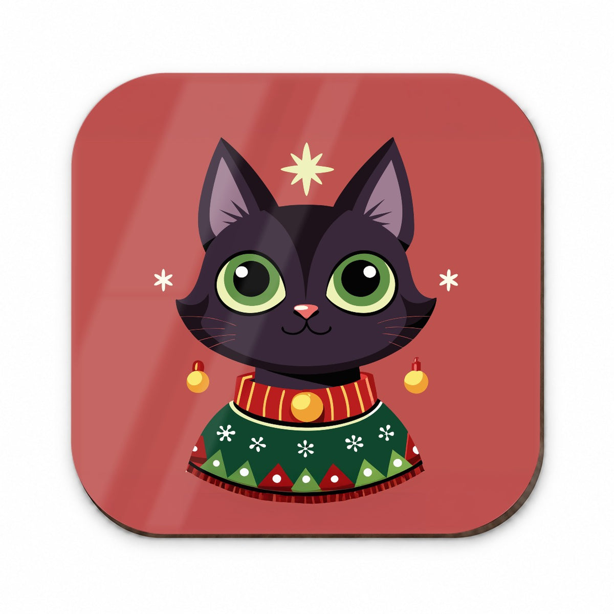 Black Cat Wearing Christmas Sweater Fridge Magnet
