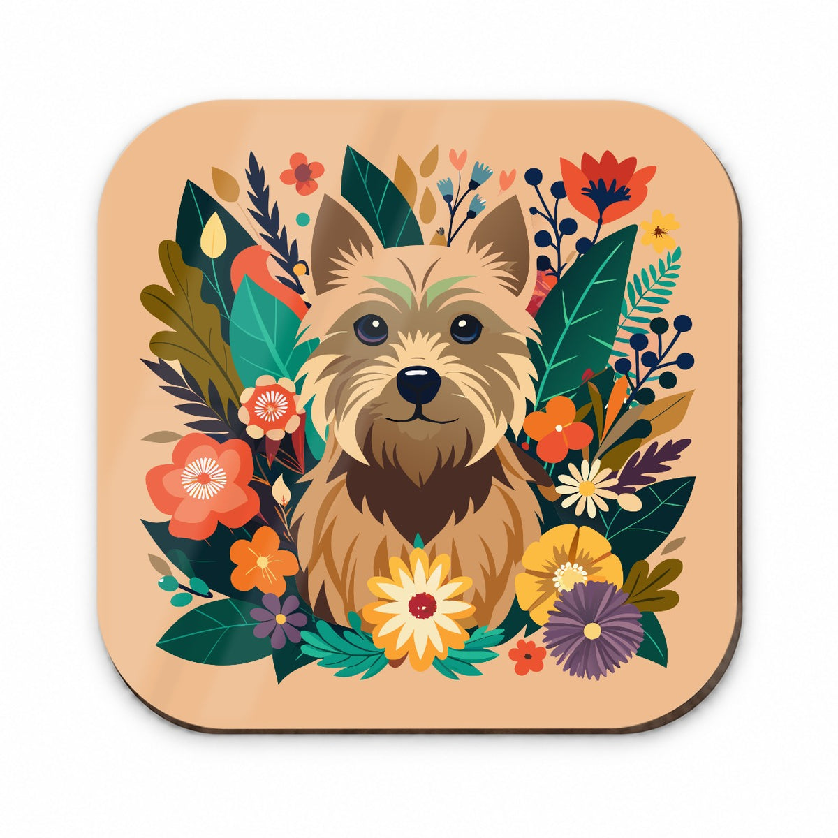 Cairn Terrier Dog Floral Flowers Fridge Magnet