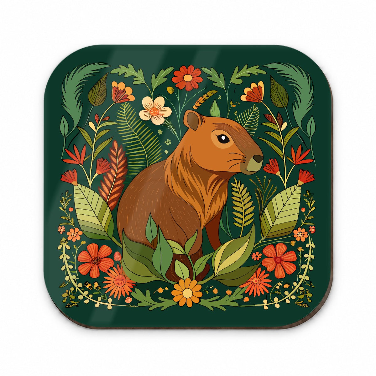 Capybara Botanical Art Nouveau Fridge Magnet