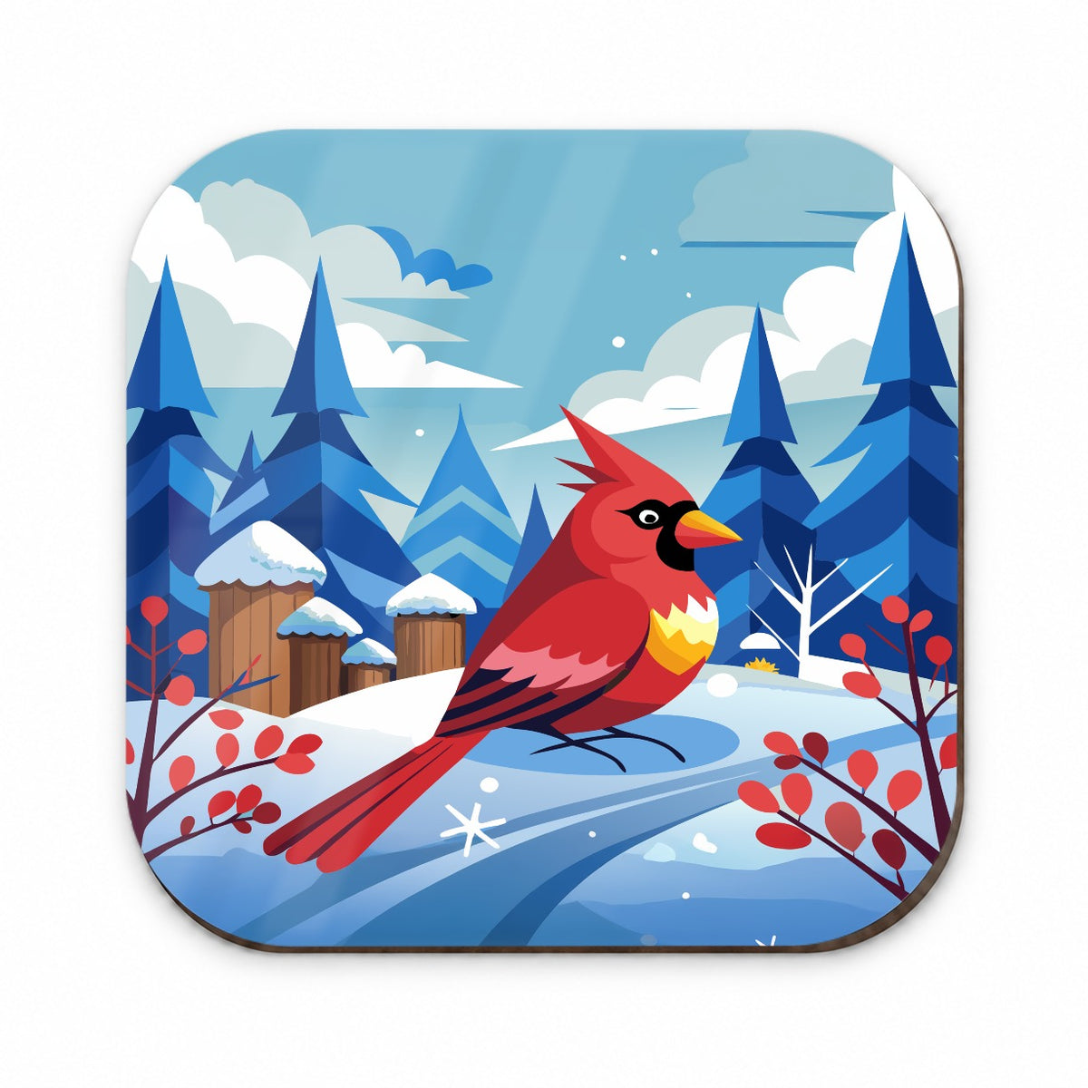 Cardinal in Winter Snow Scene Fridge Magnet