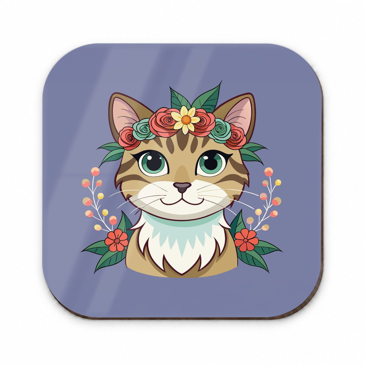 Cat Head Floral Flowers Fridge Magnet