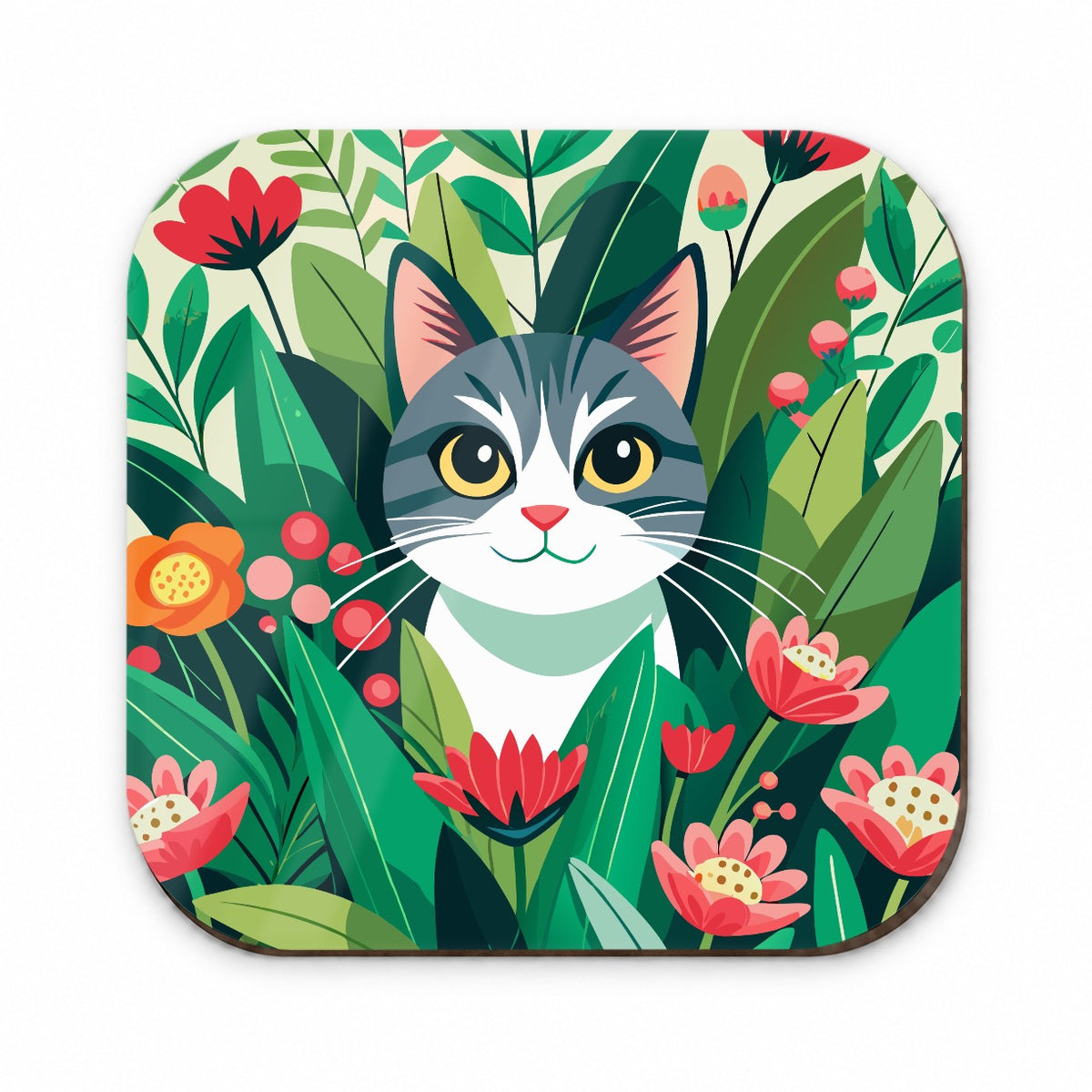 Cat Hiding in Flower Garden Fridge Magnet