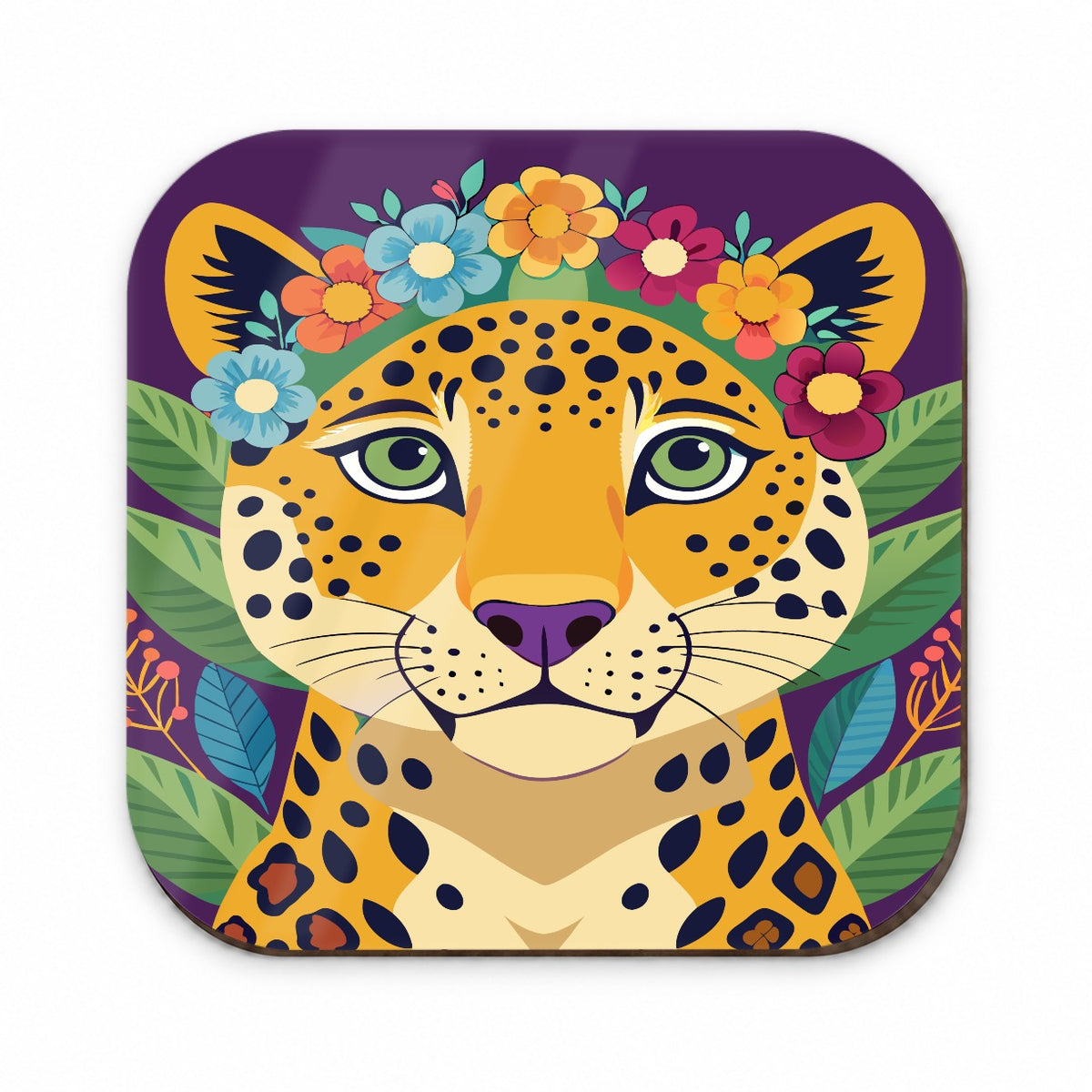 Cheetah Head Floral Flowers Fridge Magnet