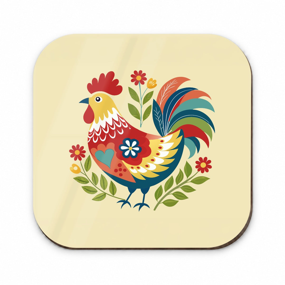 Chicken Rooster Flowers Fridge Magnet
