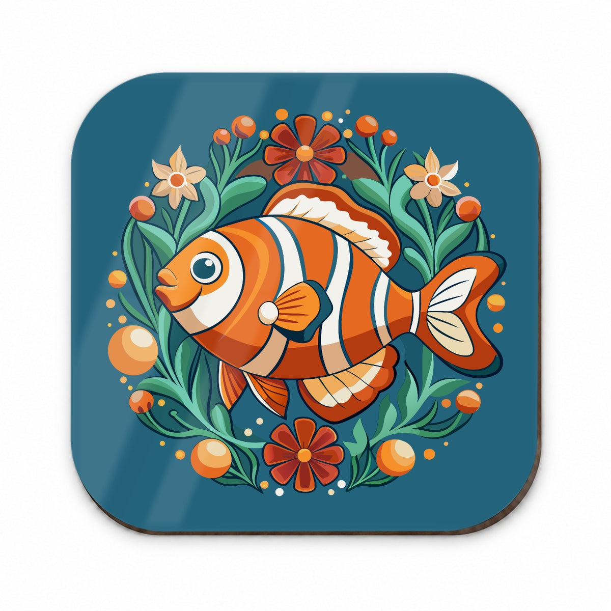 Clownfish Floral Flowers Fridge Magnet