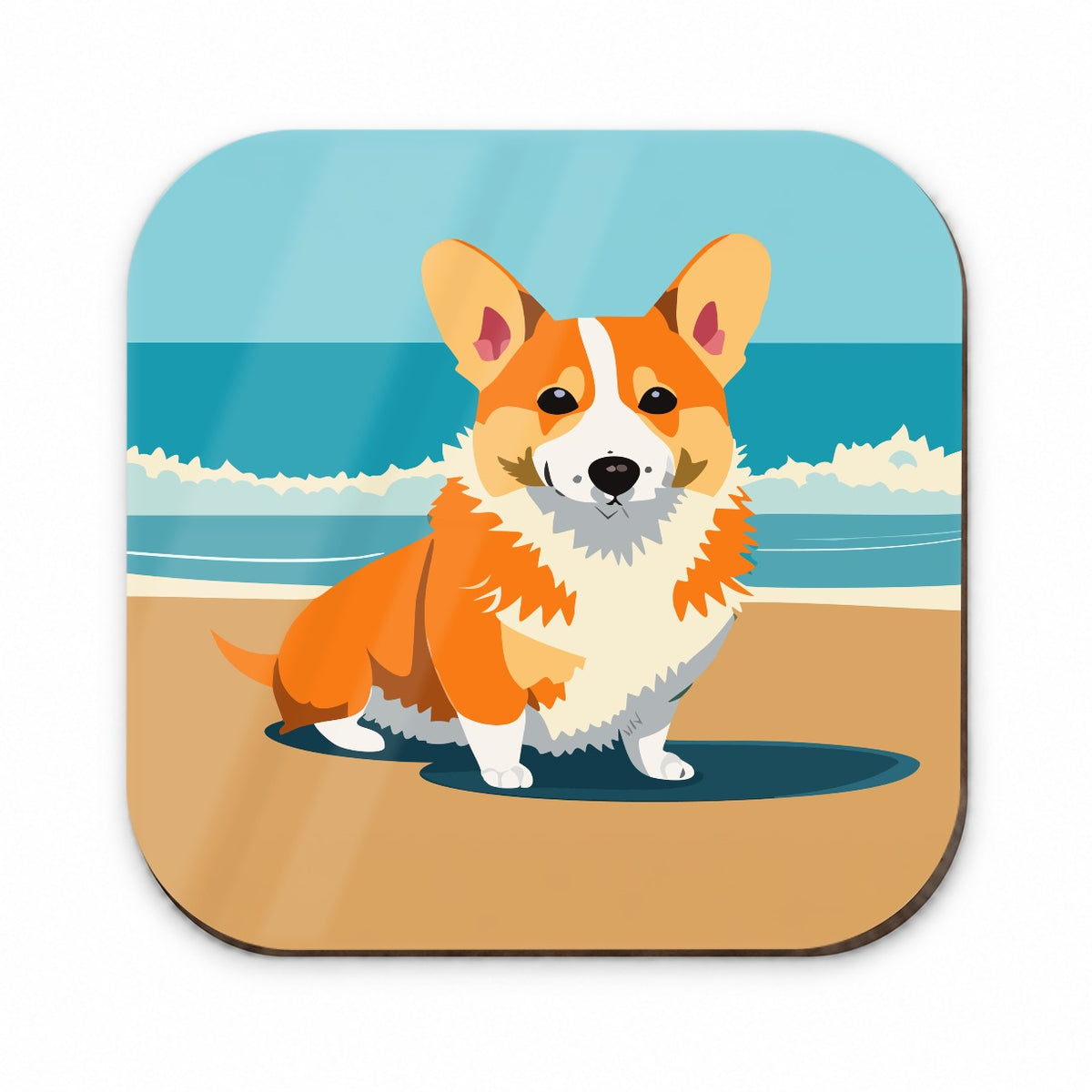 Corgi Dog on the Beach Ocean Fridge Magnet
