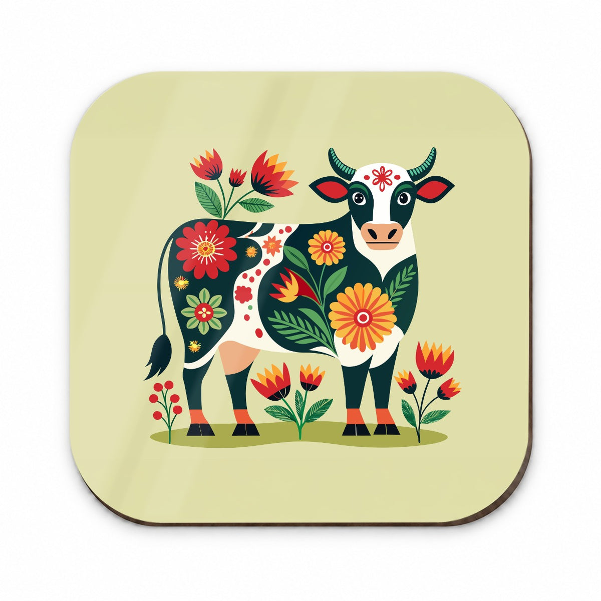 Cow Floral Motif Fridge Magnet
