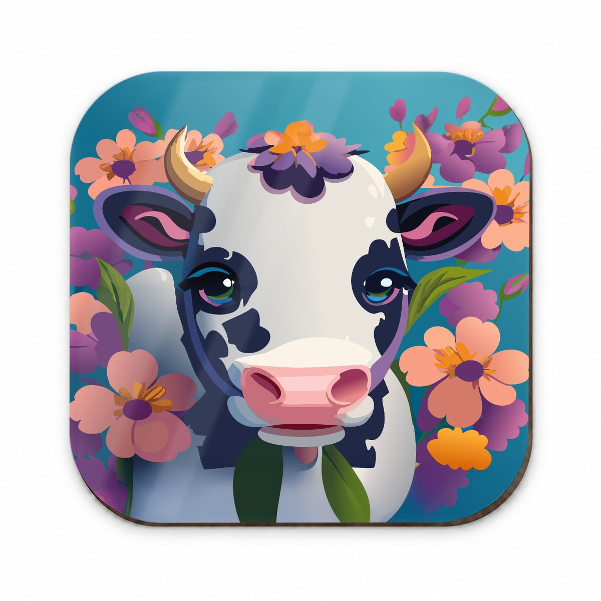Cow with Flowers Fridge Magnet
