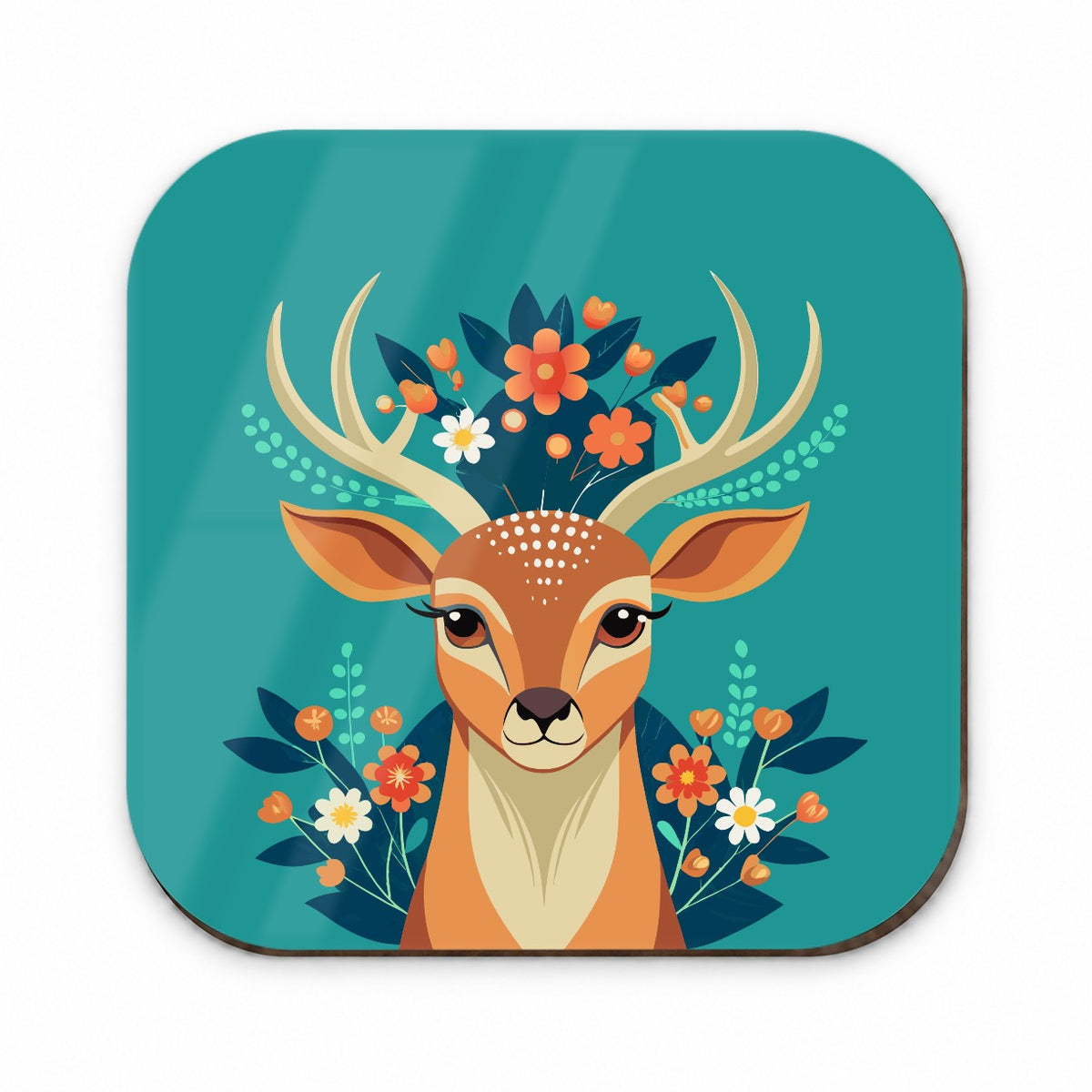 Deer Head Floral Flowers Fridge Magnet