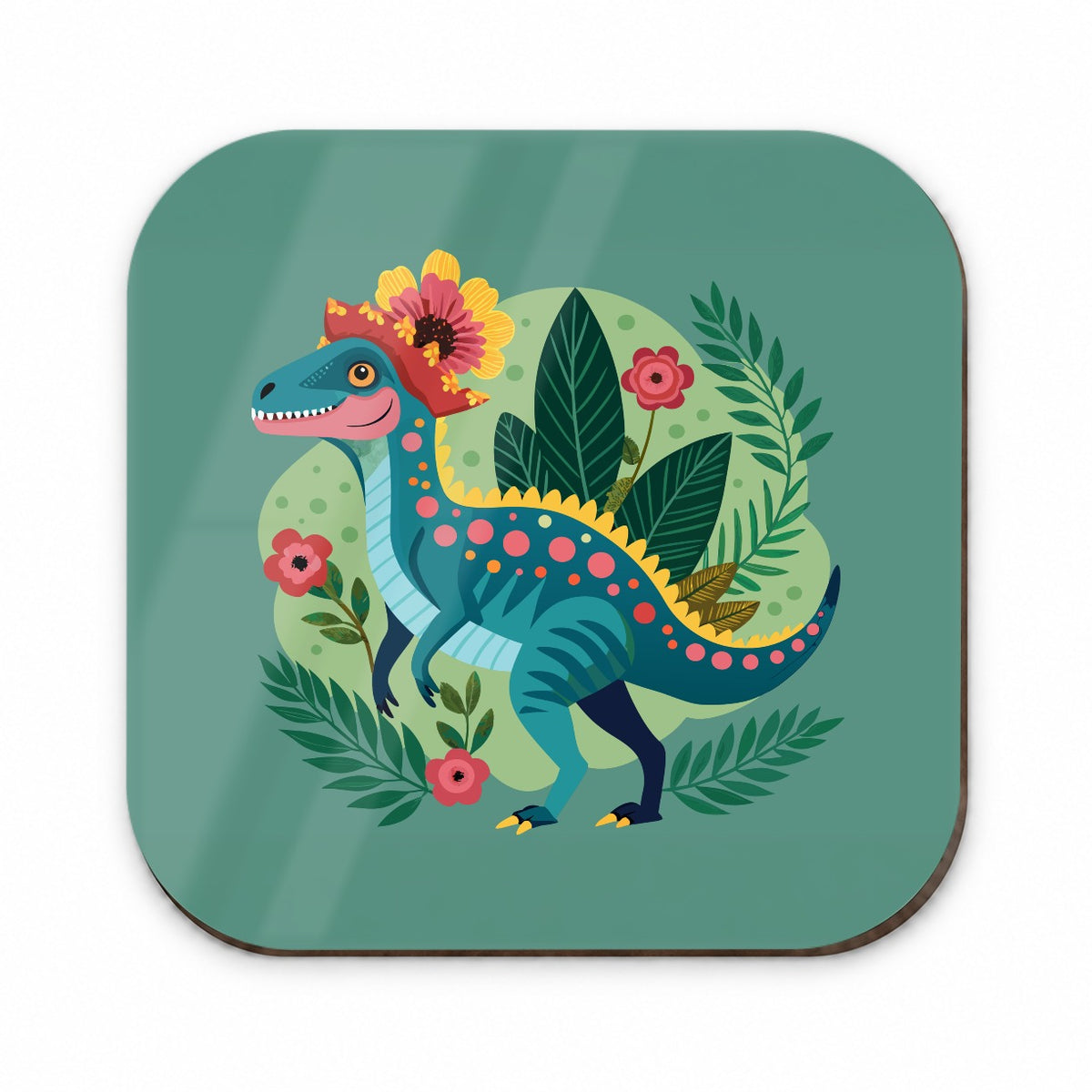 Dinosaur Floral Flowers Funny Fridge Magnet