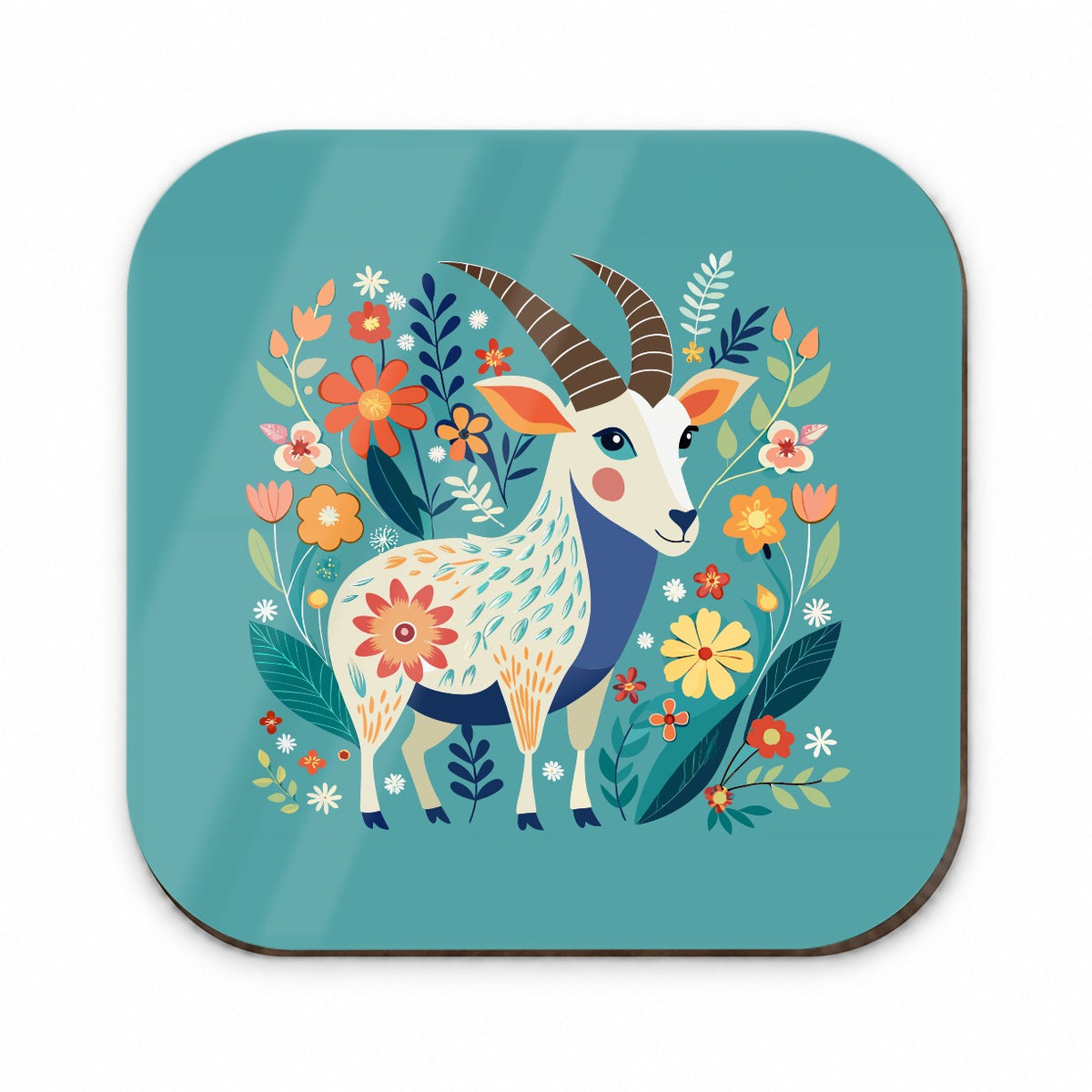 Goat Floral Flowers Fridge Magnet