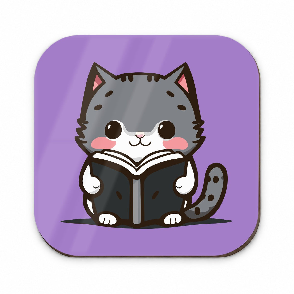 Gray Cat Reading Book Fridge Magnet