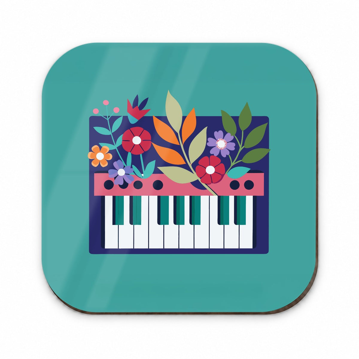 Keyboard Piano Music Floral Motif Fridge Magnet