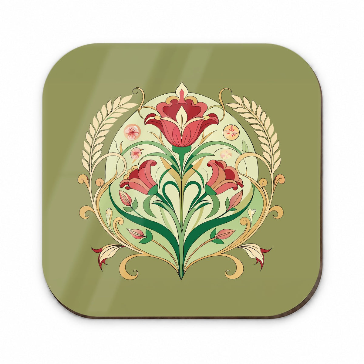 Light Floral Art Nouveau Flowers Elegant Fridge Magnet