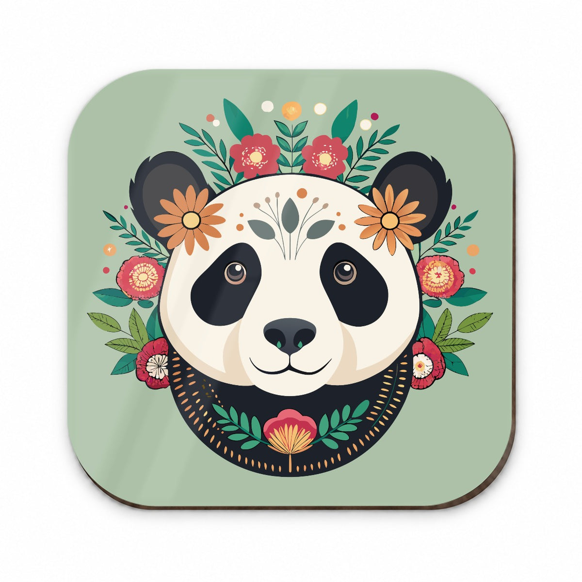 Panda Head Floral Flowers Fridge Magnet