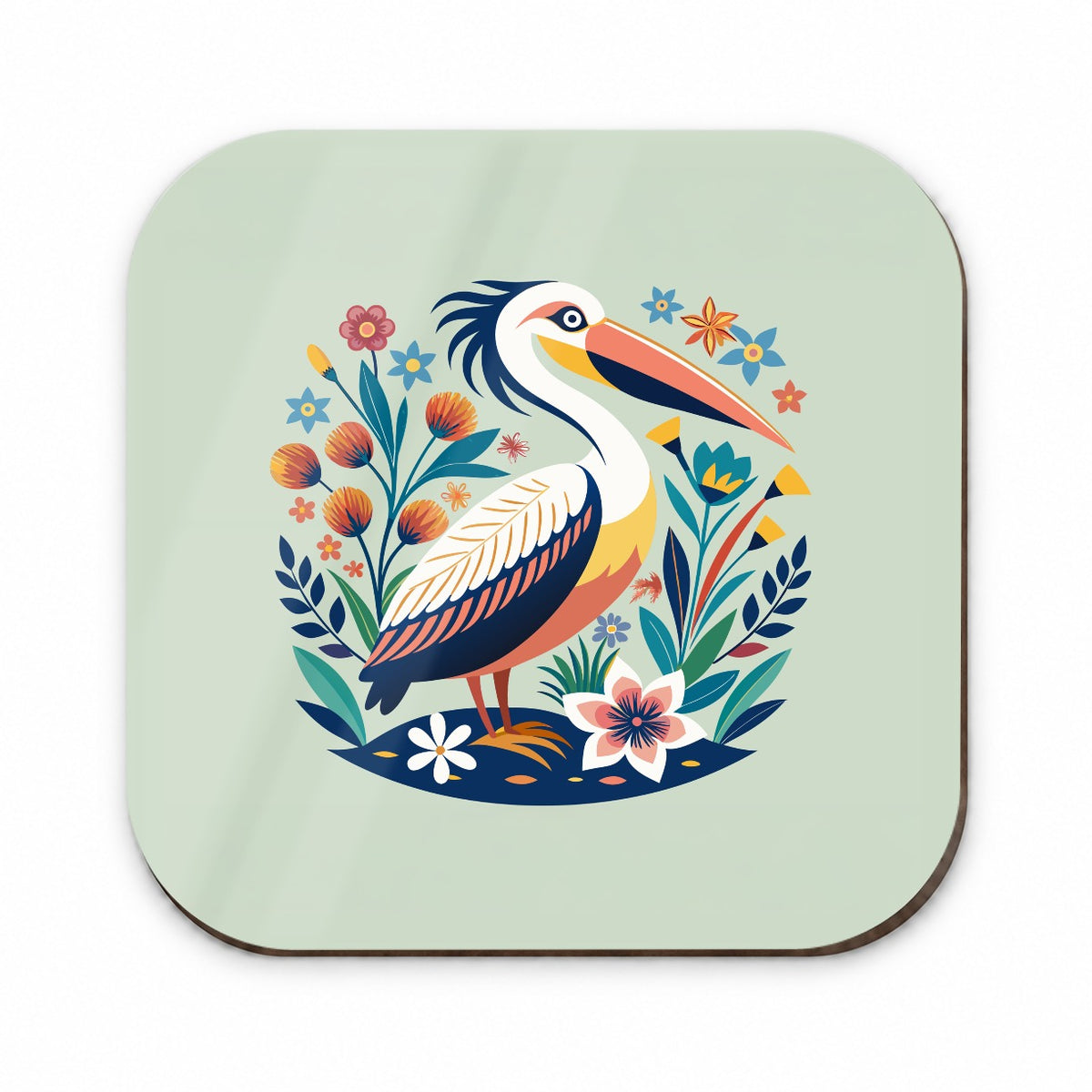Pelican Bird Floral Flowers Fridge Magnet