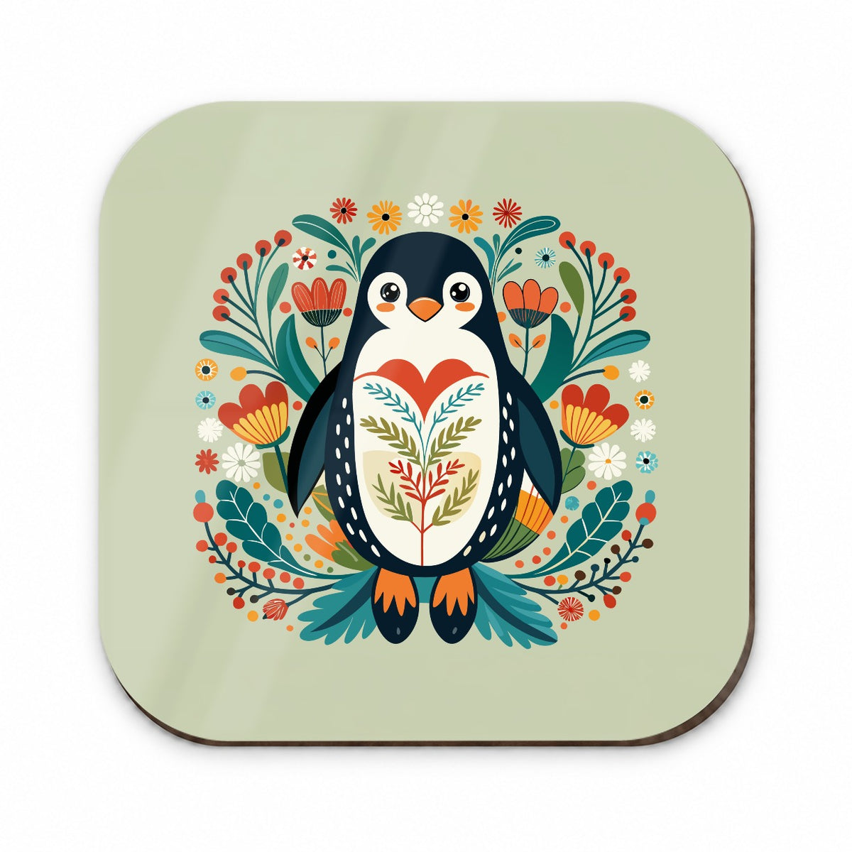 Penguin Floral Flowers Fridge Magnet