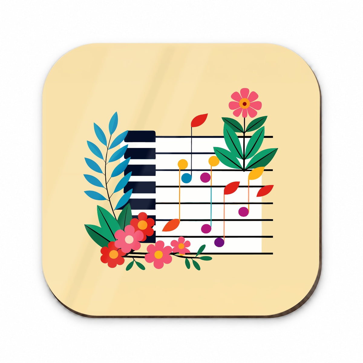 Piano Music Floral Motif Fridge Magnet