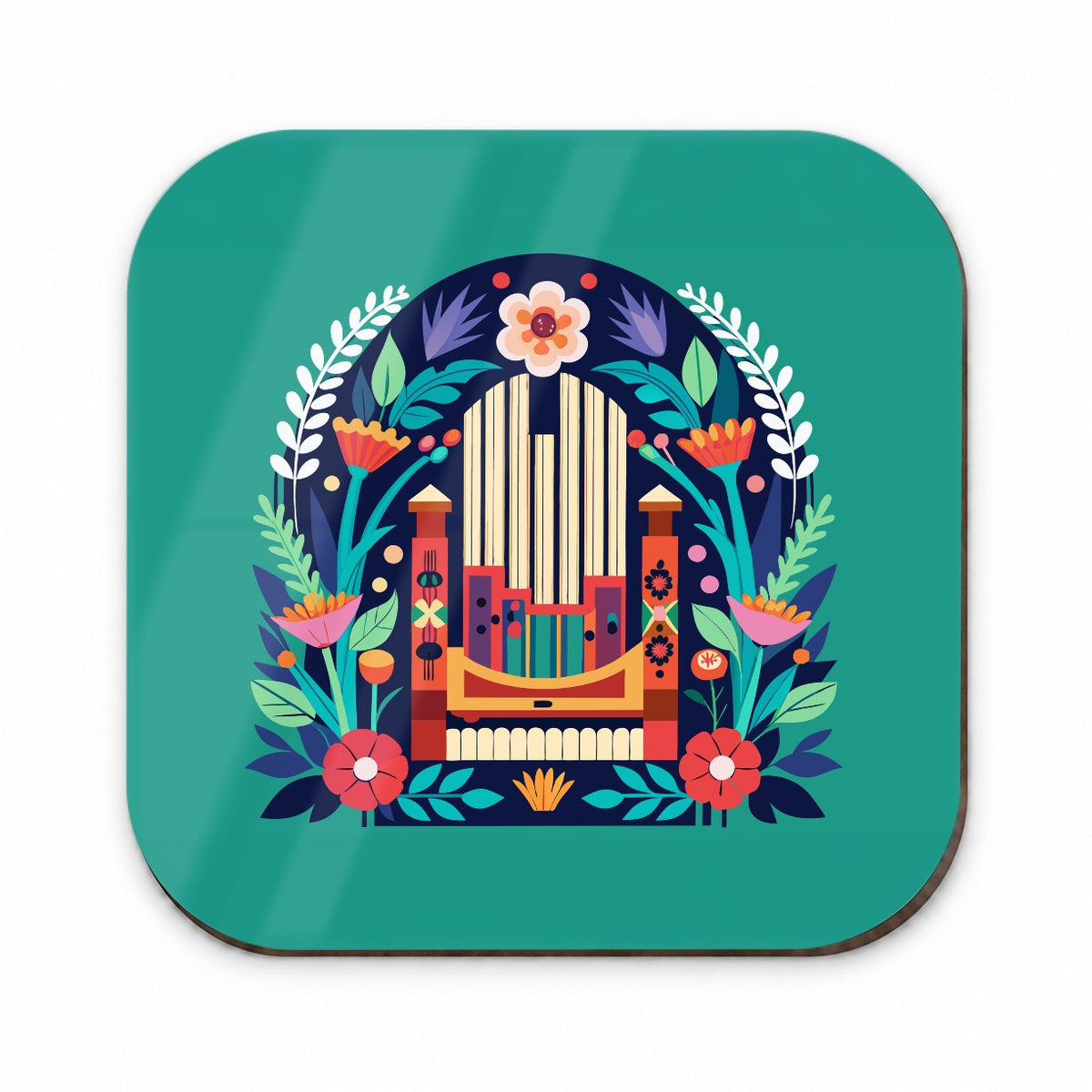 Pipe Organ Music Floral Motif Fridge Magnet
