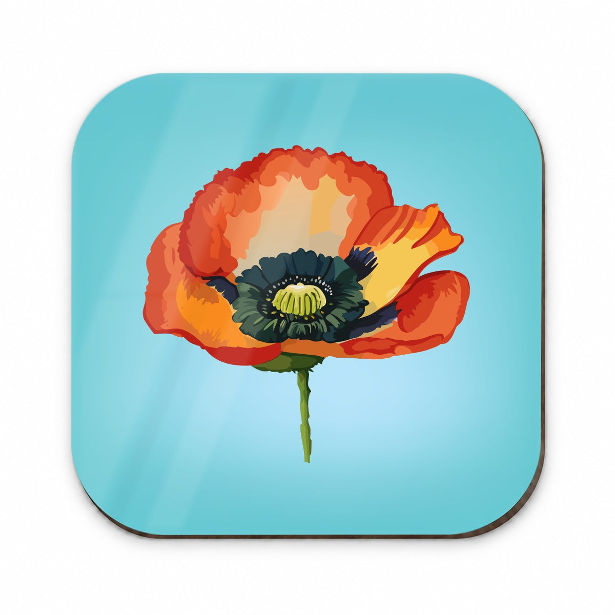 Poppy Icelandic Orange Flower Watercolor Fridge Magnet