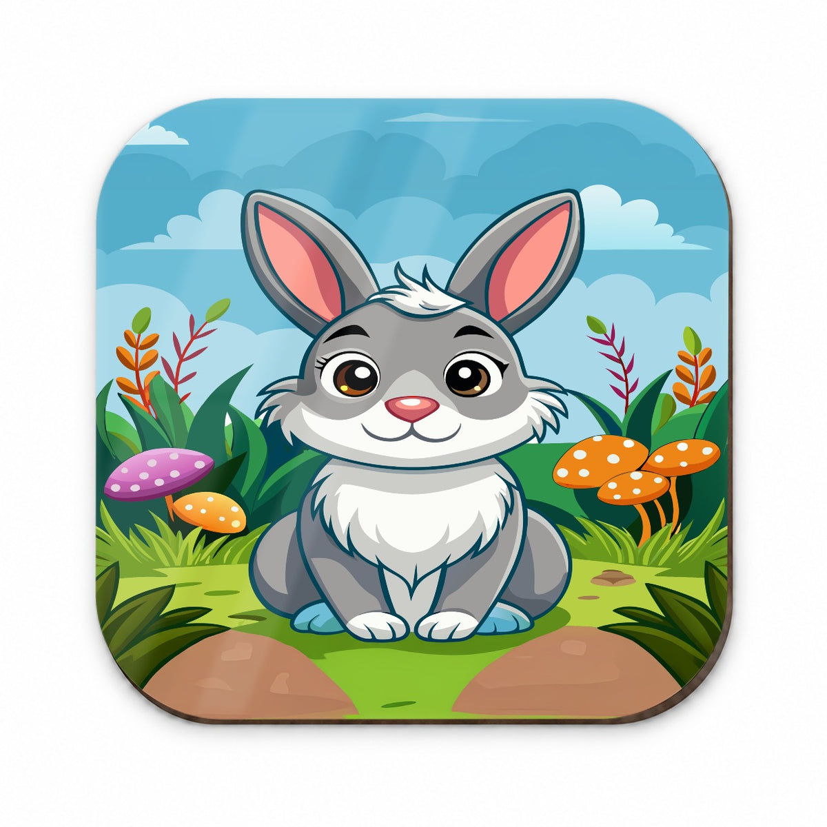 Rabbit Bunny Cute with Toadstools Mushrooms Fridge Magnet