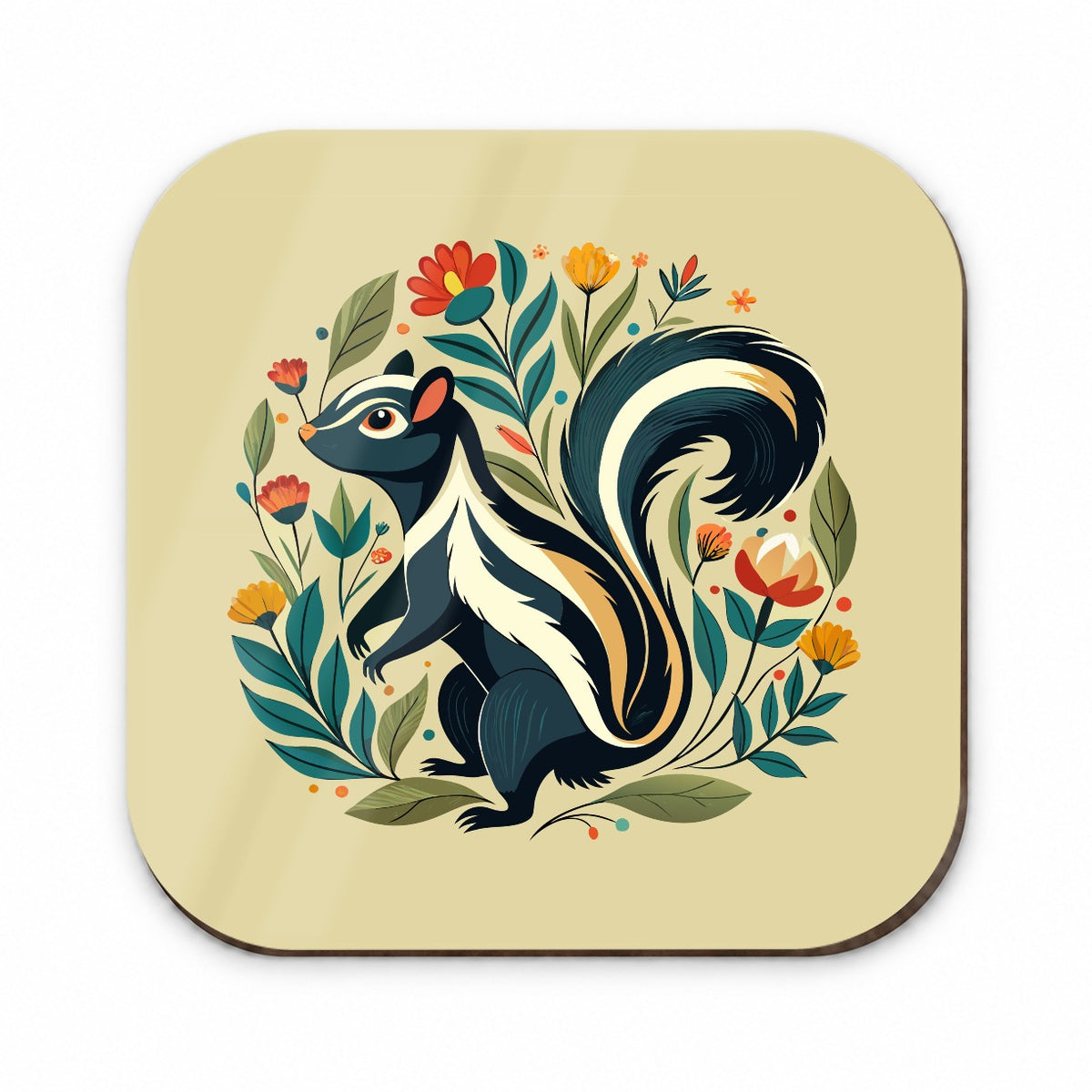 Skunk Floral Flowers Fridge Magnet