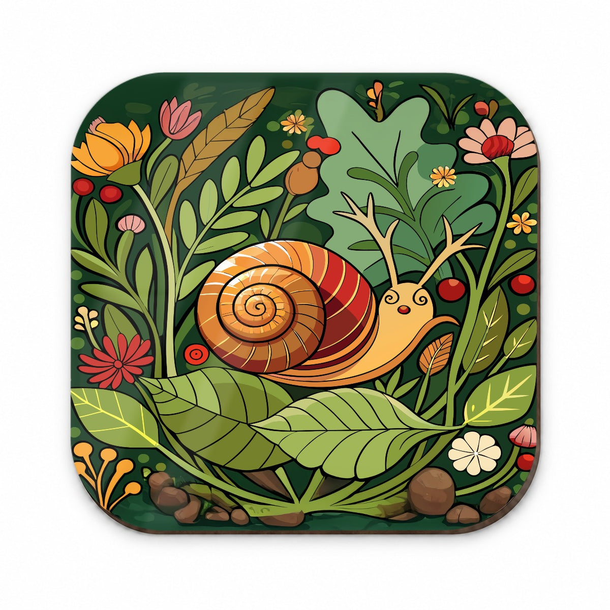 Snail Botanical Art Nouveau Fridge Magnet