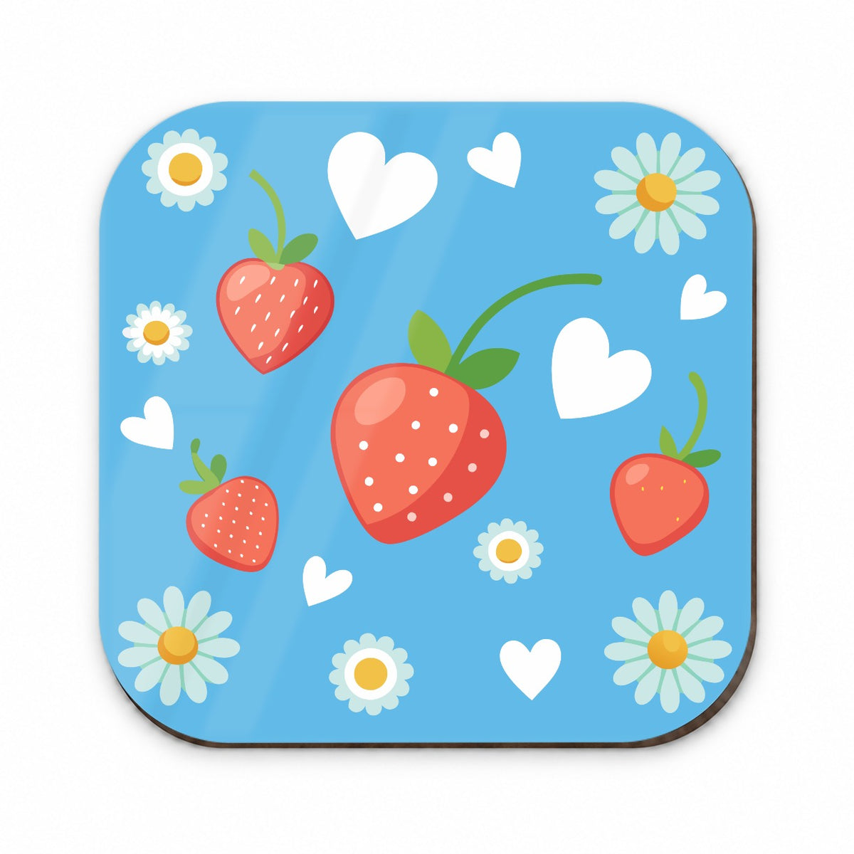 Strawberries Daisies Strawberry Daisy Hearts Fridge Magnet
