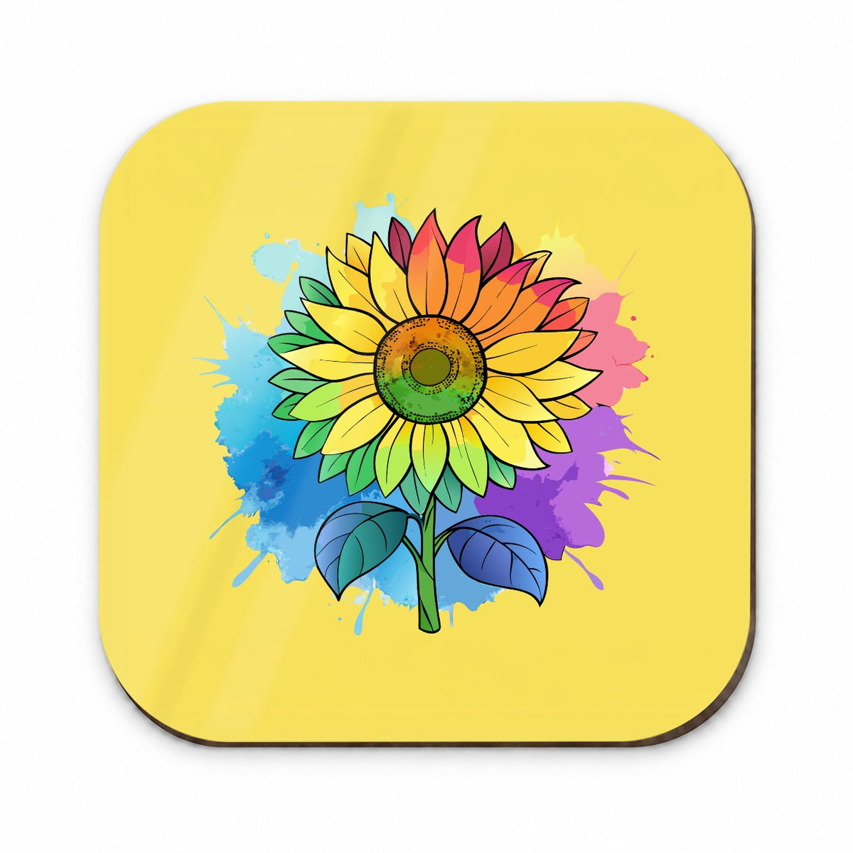 Sunflower Rainbow Watercolor Fridge Magnet