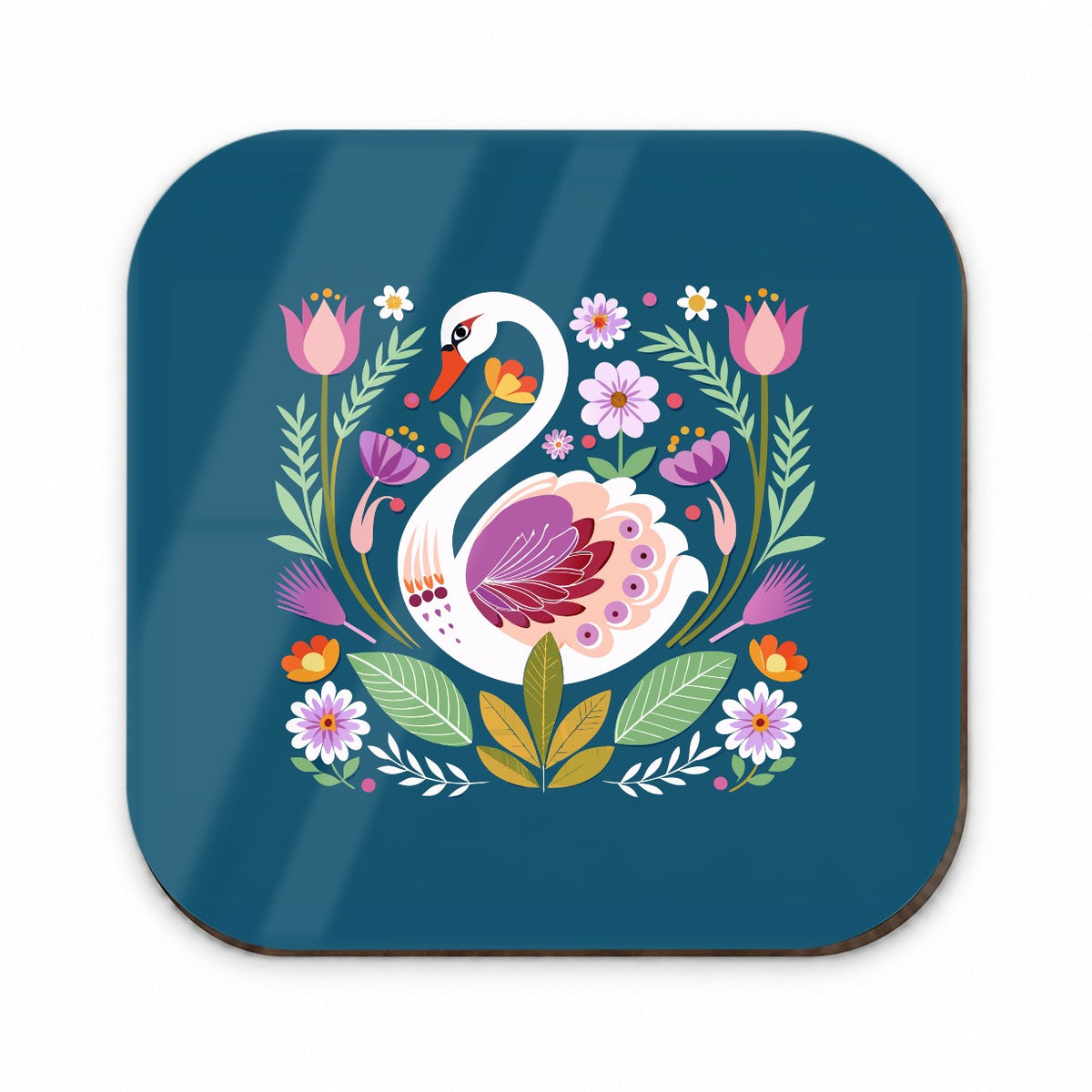 Swan Bird Floral Flowers Fridge Magnet