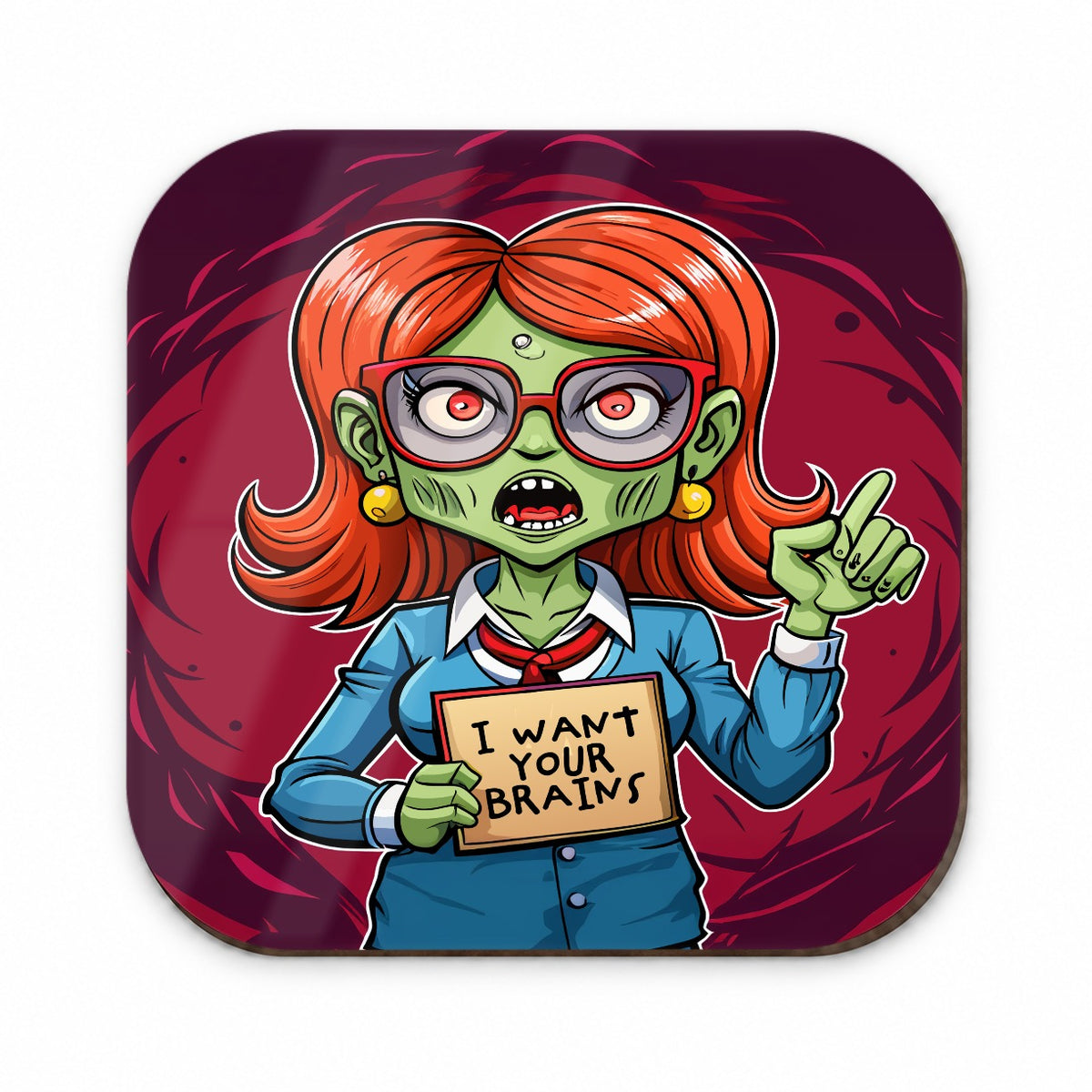 Teacher Zombie Woman I Want Your Brains Fridge Magnet