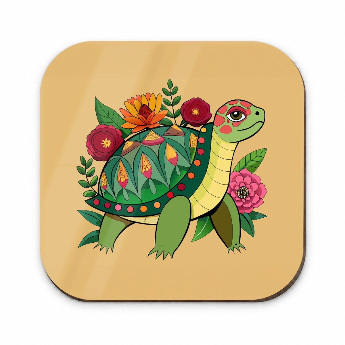 Turtle Floral Flowers Fridge Magnet