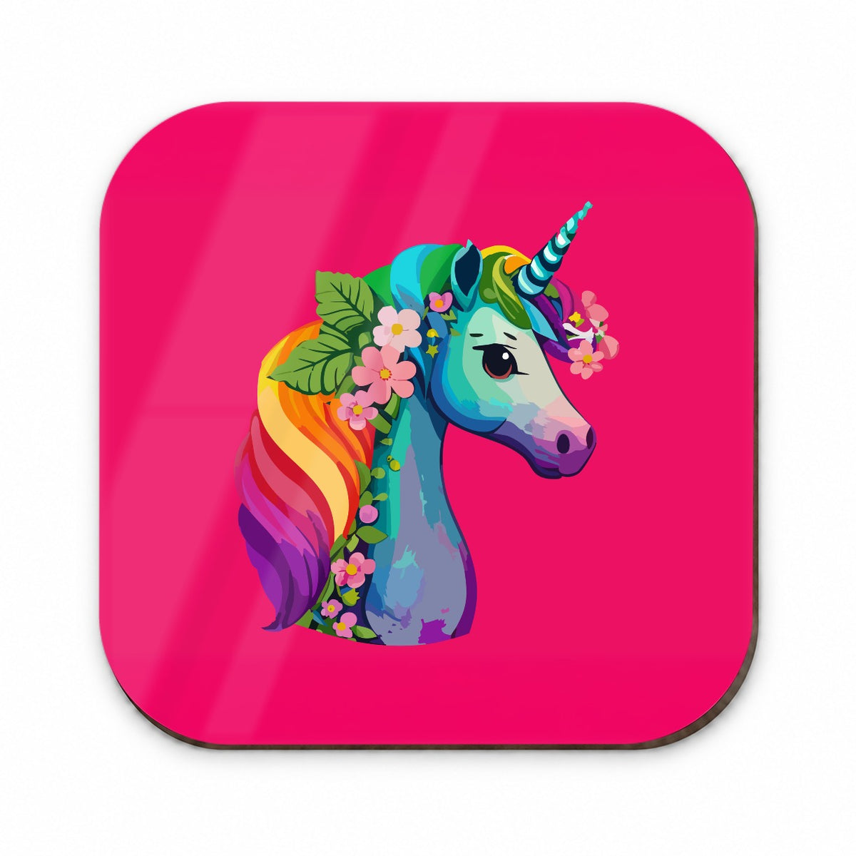Unicorn Rainbow Head Flowers Fridge Magnet