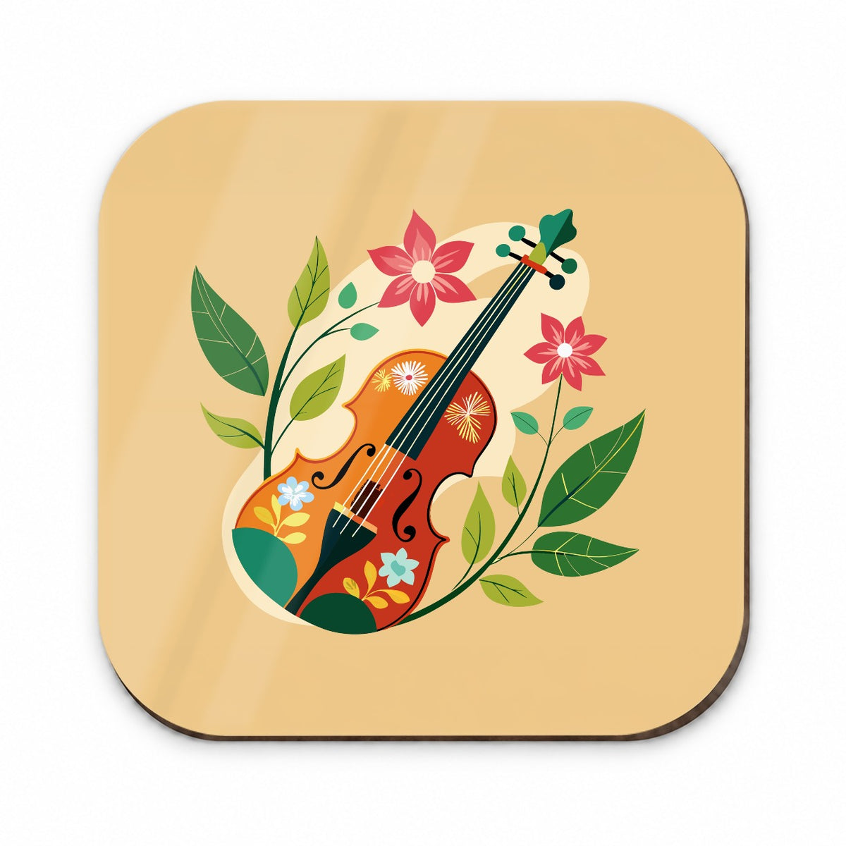 Violin Music Floral Motif Fridge Magnet