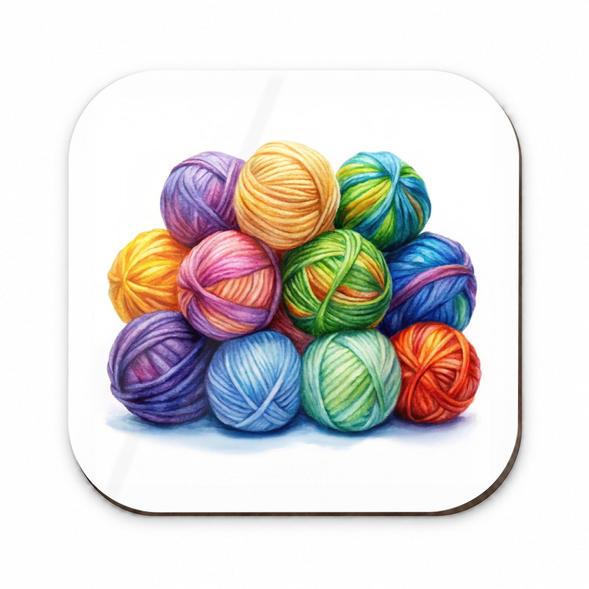Balls Of Rainbow Yarn Knitting Crochet Watercolor Fridge Magnet