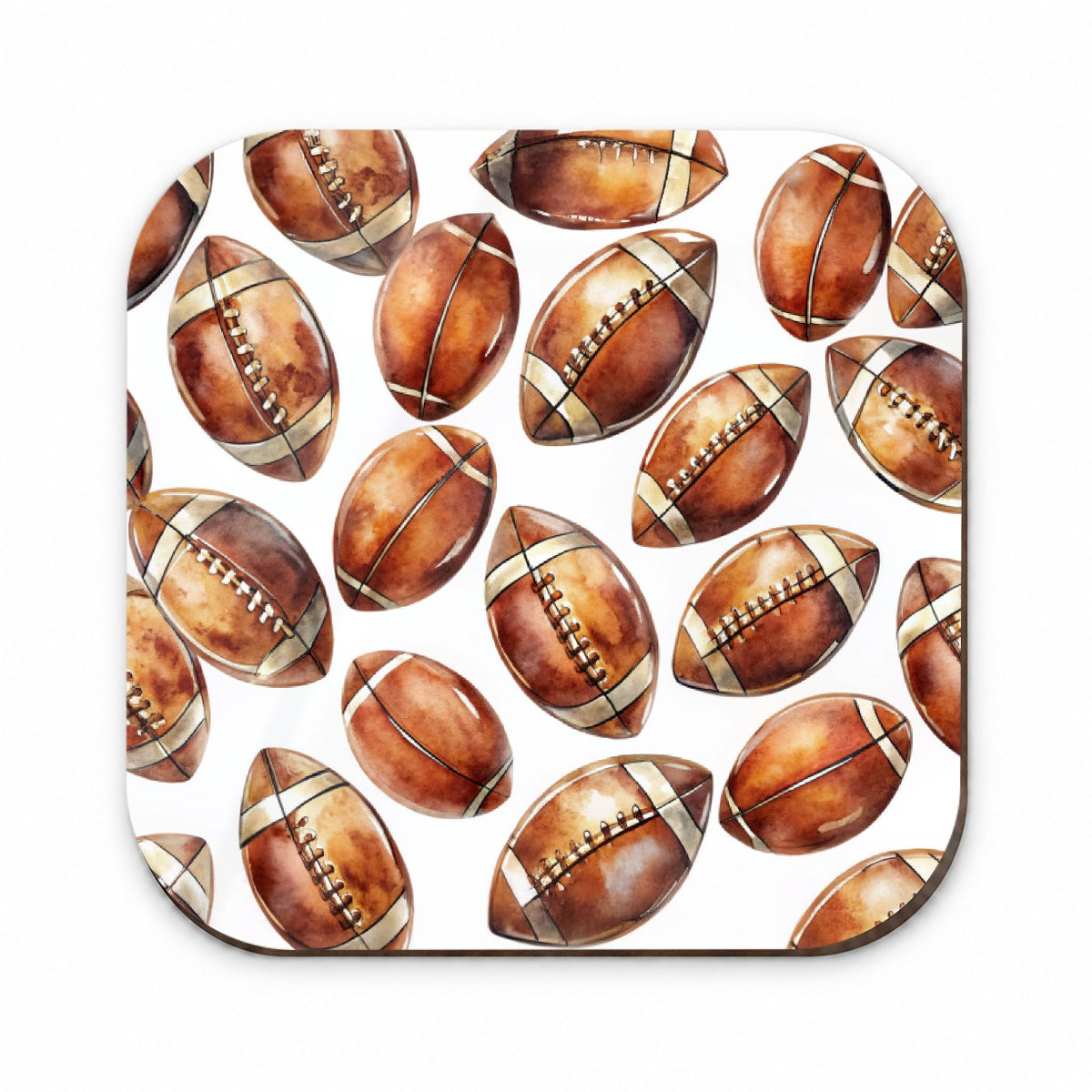 Brown Football Balls Watercolor Fridge Magnet