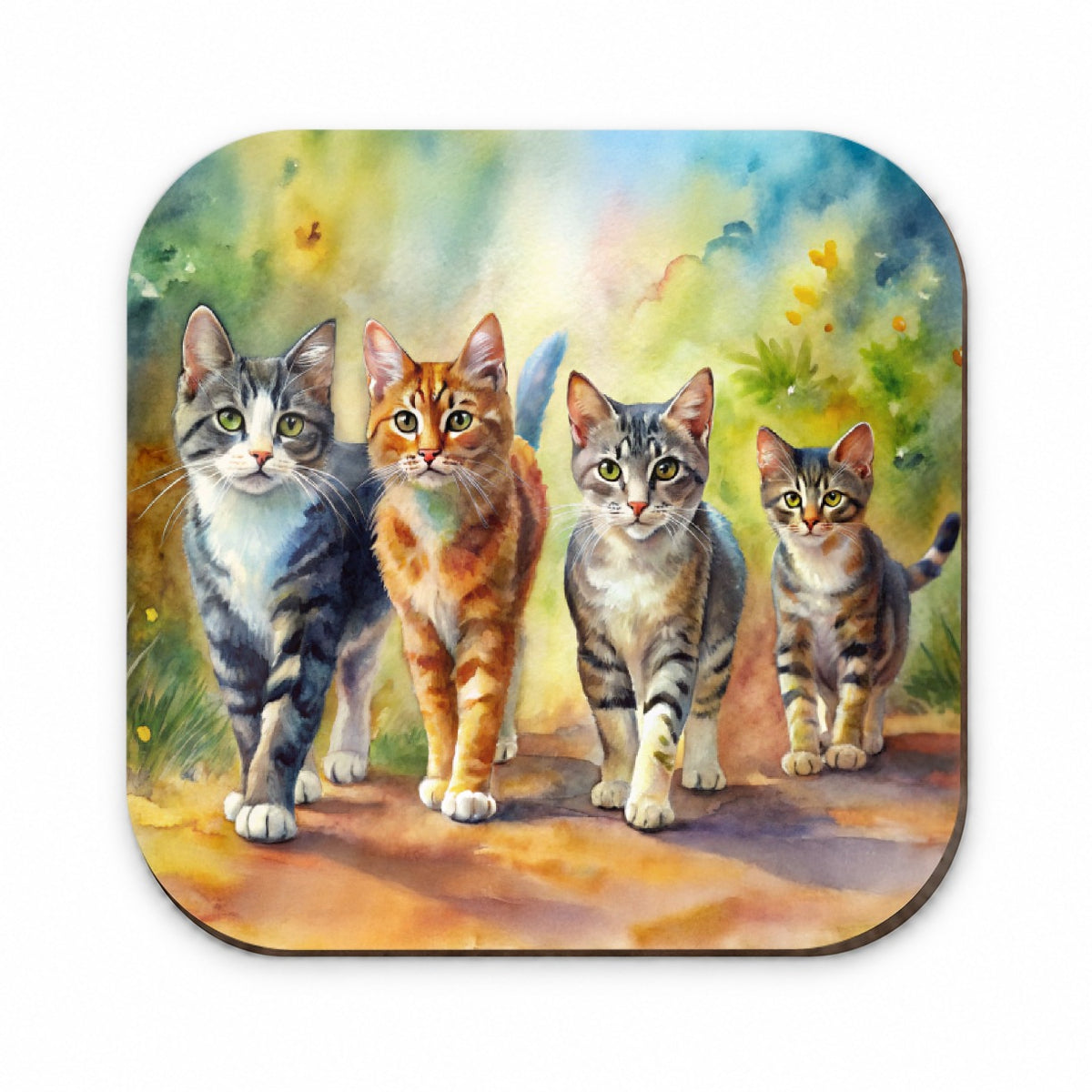 Cats Walking Watercolor Fridge Magnet