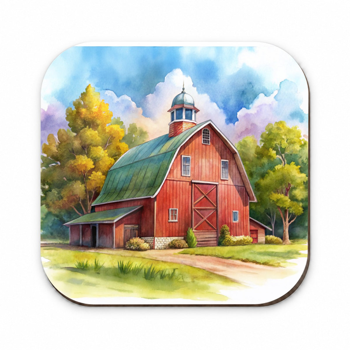 Classic Red Barn Watercolor Fridge Magnet