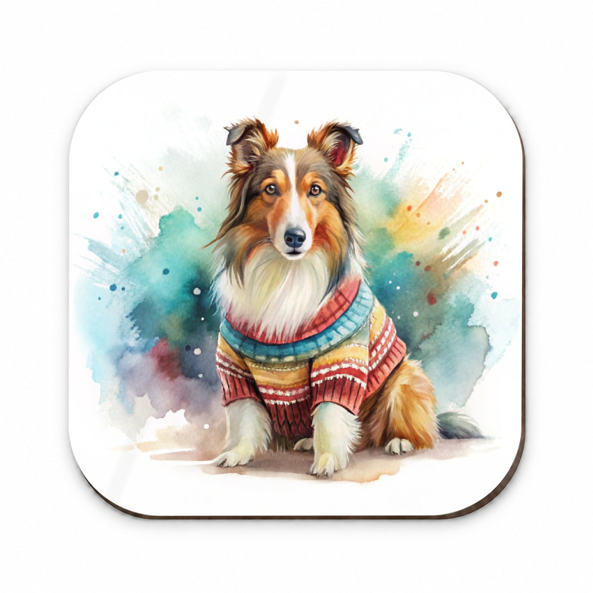 Collie Dog Wearing A Sweater Watercolor Fridge Magnet