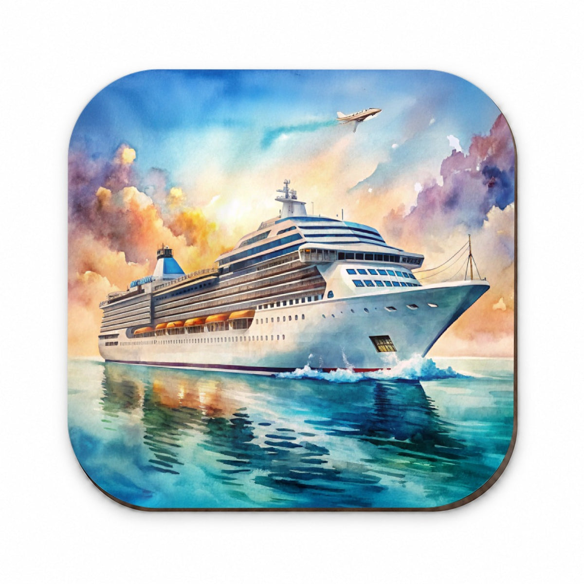 Cruise Ship At Sea Bon Voyage Watercolor Fridge Magnet