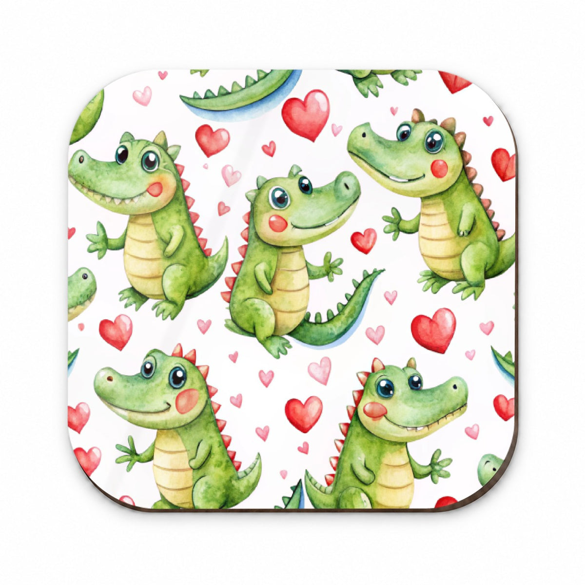 Cute Alligator Crocodiles Hearts Watercolor Fridge Magnet