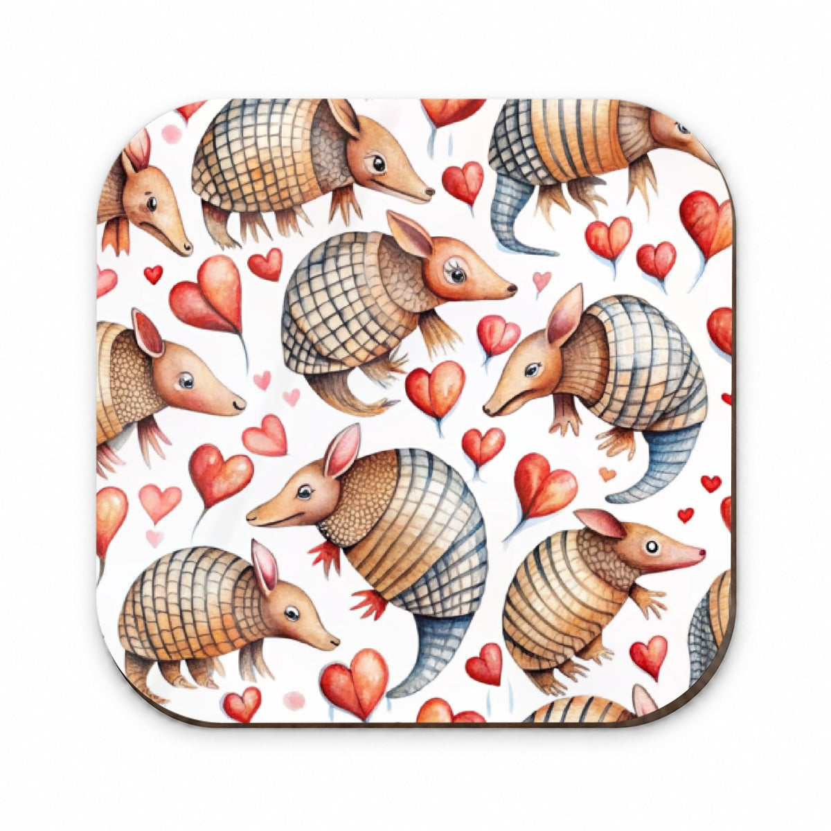 Cute Armadillos Hearts Watercolor Fridge Magnet