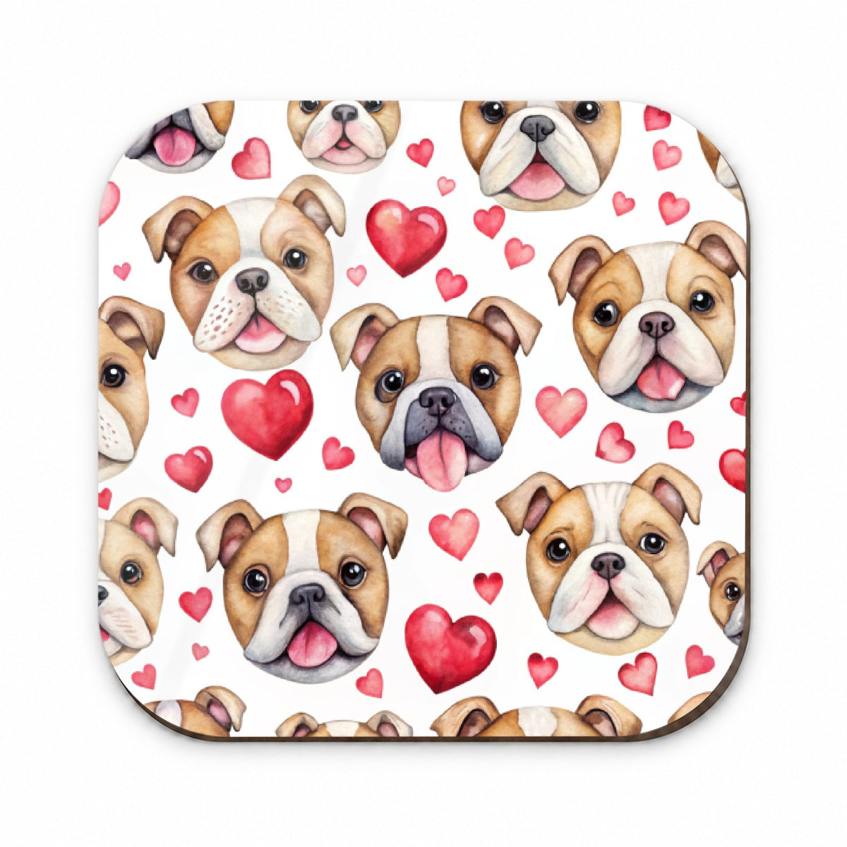 Cute Bulldog Dog Faces Hearts Fridge Magnet