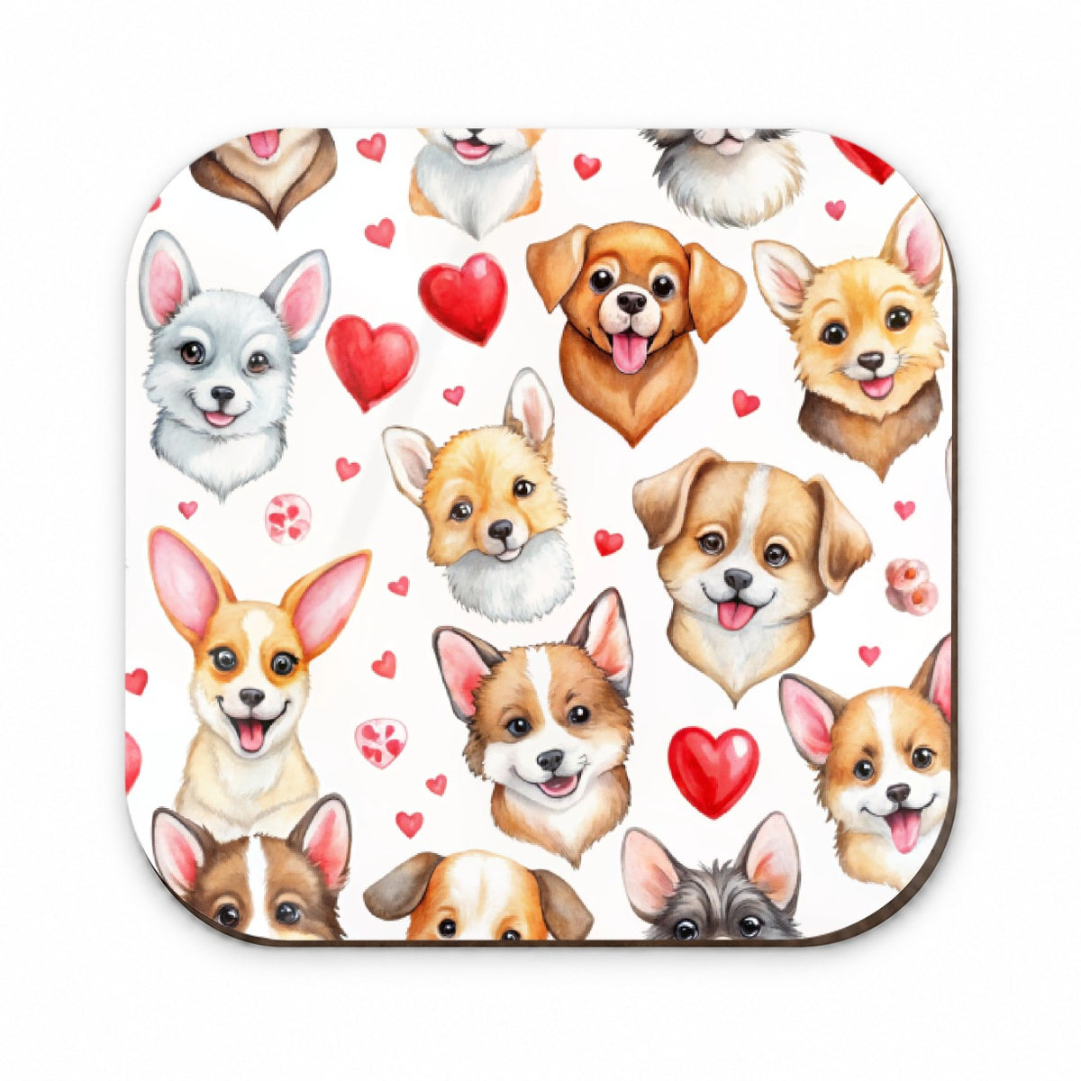 Cute Dogs Hearts Watercolor Fridge Magnet