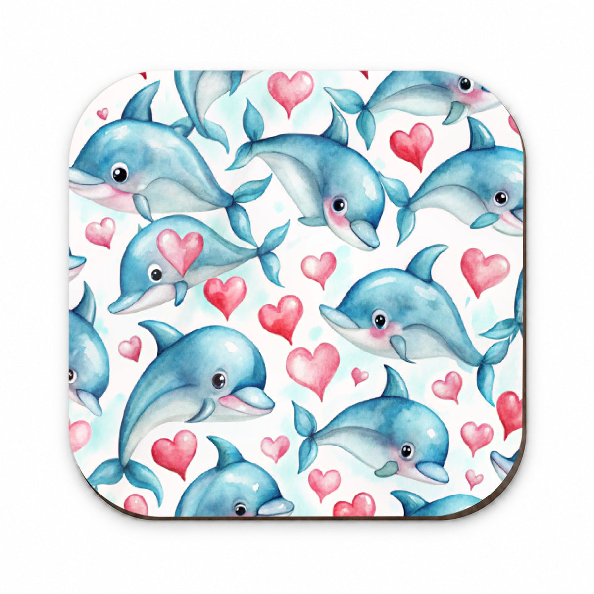 Cute Dolphin Faces Hearts Fridge Magnet